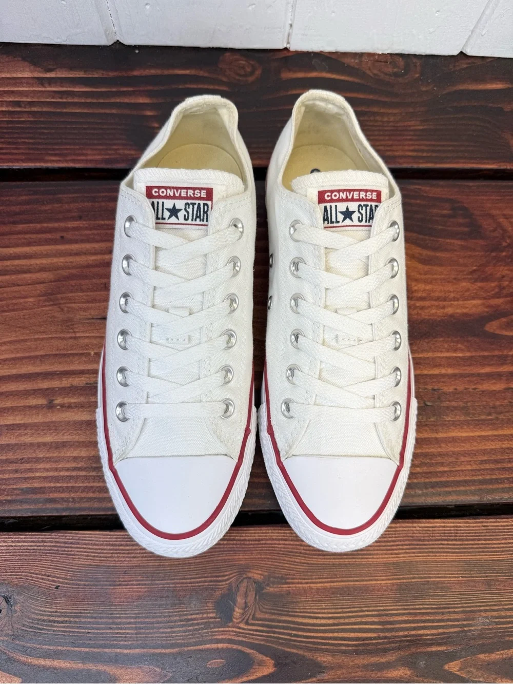 Converse Chuck Taylor All Star Low Top White Canvas Sneakers Size 8